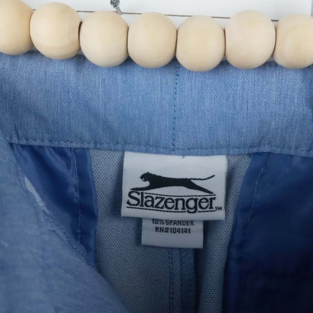 Slazenger boys M light blue performance fabric golf shorts button, zipper fly